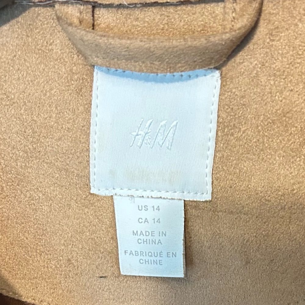 H&M camel brown women’s faux suede coat size 14 - Picture 2 of 3